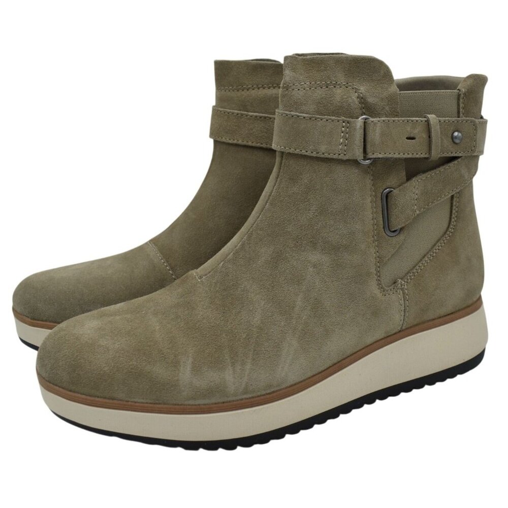 Clarks Womens Size 9 Zylah Faye Dark Taupe Suede Zip Booties Boots Shoes